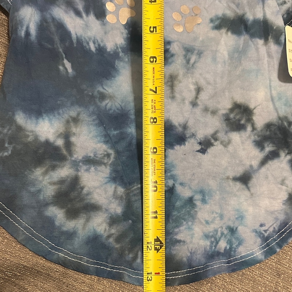 Blue Tie-Dye Pet Tee with Paw Prints Size Medium - Picture 5 of 9